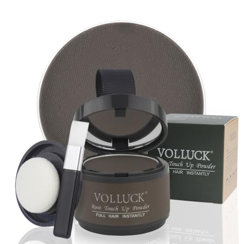 VOLLUCK Ansatzpuder - Haarpuder Haaransatz volumen für Frauen und Männer, Haarverdichtung Hair Styling Powder Haaransatz Kaschieren als Wasserfestes Haar Make-up - 4g（Mittelbraun） von VOLLUCK