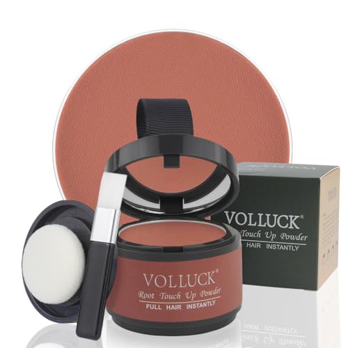 VOLLUCK Ansatzpuder - Haarpuder Haaransatz volumen für Frauen und Männer, Haarverdichtung Hair Styling Powder Haaransatz Kaschieren als Wasserfestes Haar Make-up - 4g（Rotbraun） von VOLLUCK