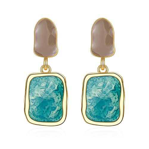 Ohrhänger aus 925er-Sterlingsilber, mit Abalone-Muschel, vergoldet, Statement-Ohrstecker, Modeschmuck, Geschenke für Frauen, Messing, kein Edelstein, Messing, Kein Edelstein von VOLLYOO