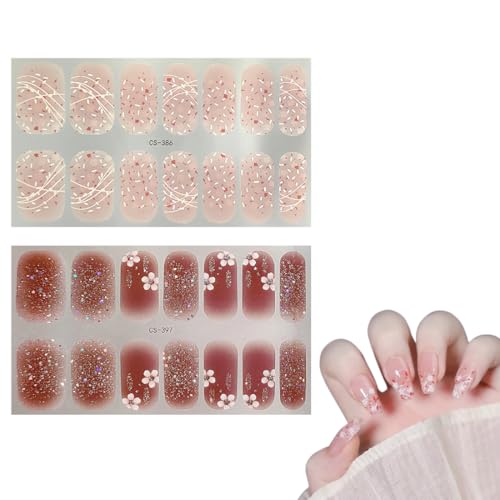 2 Stück Sticker Nagelaufkleber Nagelsticker Aufkleber Nail Art Stickers DIY für Damen Mädchen Weihnachten Nagelkunst Dekoration Maniküre Nageldesign von VOMZIKL