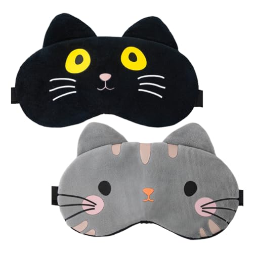 2 Stücke Schlafmaske Kinder, Schlafmaske Kätzchen, Weiche Schlafbrille, Katz Sleeping Mask Für Frauen Kinder Mädchen Damen Schlafen, Nickerchen Machen, Reisen, Im Flugzeug von VOMZIKL