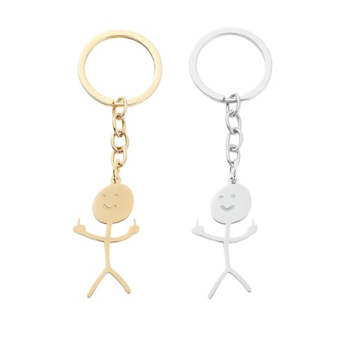 2 pcs Skelett Smiley Schlüsselanhänger mit Gebärdensprache, Lustiges Skelett Smiley kleiner Mann Gebärdensprache Schlüsselanhä von VOMZIKL