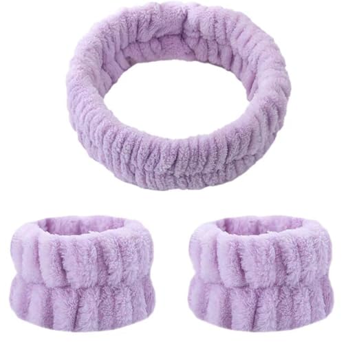 VOMZIKL 3-stück Set: Weiches Make-up Haarband & Elastisches Handgelenk Schweißband für Damen - Spa, Sport, Yoga & mehr von VOMZIKL