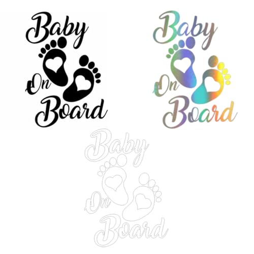 Baby on Board Aufkleber Autoaufkleber, 3 Stück Auto Sticker, Warnaufkleber Stoßstangenfenster-Sicherheitsaufkleber, Auto Sticker Baby an Bord Aufkleber von VOMZIKL