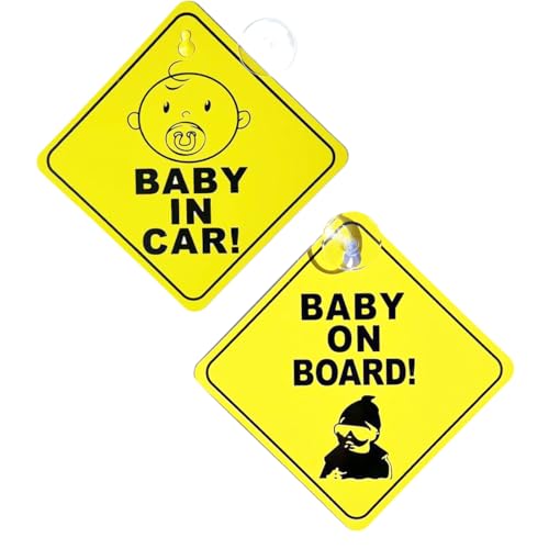 Baby on Board Schild, 2 Stück Baby on Board Zeichen Auto, Wiederverwendbare Sicherheits Auto Warnschilder Baby an Bord Langlebiges Kinder an Bord Autoschild von VOMZIKL
