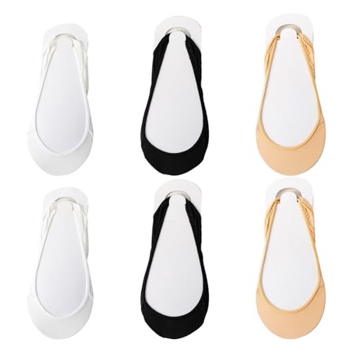 Füßlinge Damen mit Rutschfeste Silikon, 3 Paar Unsichtbare Füßlinge Rutschfest Sommer Sneakersocken No Show Ballerina Socken, Rutschfeste Vorfußsocken Silikon von VOMZIKL
