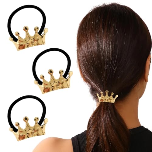 Haargummi Gold, 3 Stück Haargummis aus Metall, Haargummi Gold Metall, Haargummis Mädchen, Haargummis im Geometrischen Stil, Elastische Haargummis, Haargummi für Pferdeschwanz von VOMZIKL