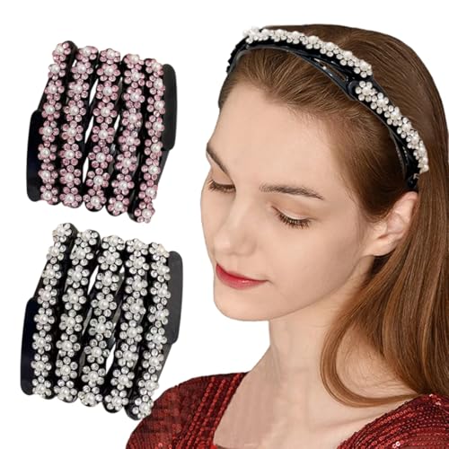 Haarreifen, 2 Stück Gefaltete Haarreifen Damen, Haarband Damen, Tragbar Haarreifen Mädchen mit Aufbewahrungstasche, Teleskop Haarband mit Zahn von VOMZIKL