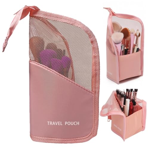 Make up Pinsel Tasche, Make up Pinselhalter Multifunktional Kosmetik Pinsel Halter Halb klar, Make Up Pinsel Halter Organizer Tasche Wasserdicht Make Up Bürsten mit Reißverschluss Mäppchen von VOMZIKL