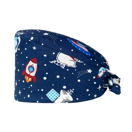 OP Hauben Stoff Krankenschwester, Schrubben Kappe Bedruckte Füllig Turban Hut Verstellbare Füllig Haarabdeckung Unisex Doktor Kappe mit Schweißband, Langhaar-OP von VOMZIKL