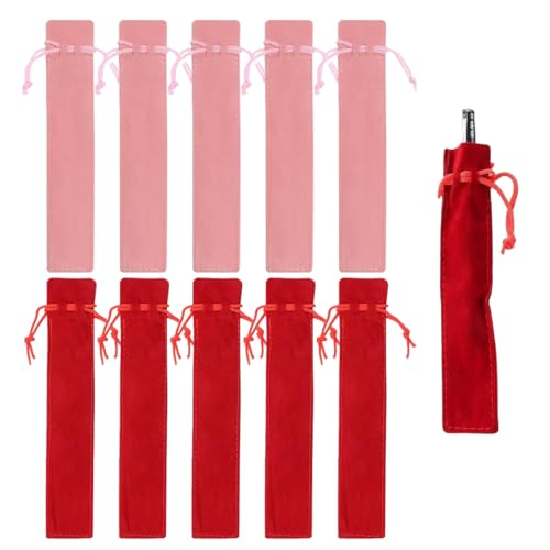 Stifteetui aus Samt, 10 Stück Stifttasche, Samt Federbeutel Kugelschreiber, Stiftverpackungsbeutel für Stifte Bleistifte von VOMZIKL