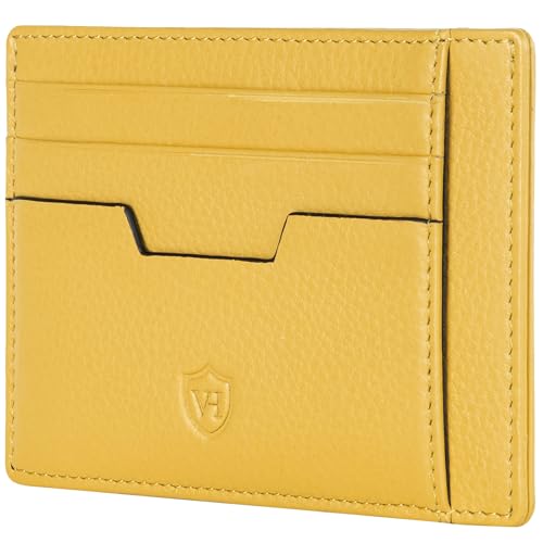 VON HEESEN Echtleder RFID Kartenetui aus Nappa-Leder - 9 Fächer - Querformat Kreditkartenetui für Damen & Herren (Gelb) von VON HEESEN