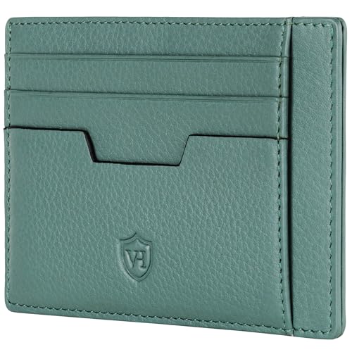 VON HEESEN® Echtleder RFID Kartenetui aus Nappa-Leder - 9 Fächer - Querformat Kreditkartenetui für Damen & Herren (Türkis - Silver-Pine) von VON HEESEN