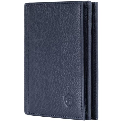 VON HEESEN® Leder Geldbörse mit Münzfach & RFID Schutz Herren & Damen - Echtleder Geldbeutel für Männer & Frauen - Portemonnaie Brieftasche Wallet Portmonee (Blau) von VON HEESEN