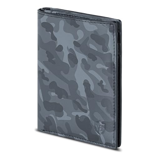 VON HEESEN® Leder Geldbörse Herren mit Münzfach & RFID Schutz I Echtleder Geldbeutel für Männer & Damen I Portemonnaie Brieftasche Wallet Portmonee (Camouflage Grau) von VON HEESEN