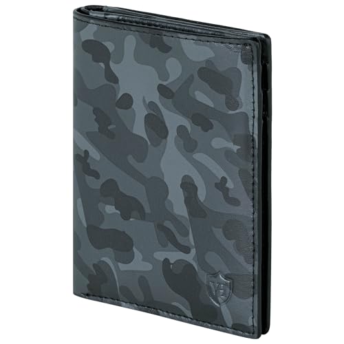 VON HEESEN® Leder Geldbörse Herren mit Münzfach & RFID Schutz I Echtleder Geldbeutel für Männer & Damen I Portemonnaie Brieftasche Wallet Portmonee (Camouflage Grau) von VON HEESEN
