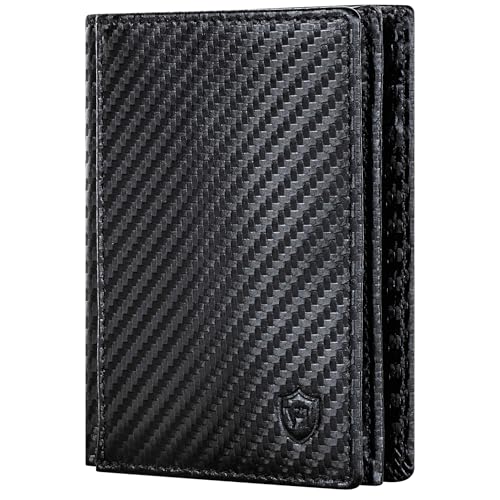 VON HEESEN® Leder Geldbörse mit Münzfach & RFID Schutz Herren & Damen - Echtleder Geldbeutel für Männer & Frauen - Portemonnaie Brieftasche Wallet Portmonee (Carbon-Schwarz) von VON HEESEN