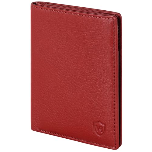 VON HEESEN® Leder Geldbörse Herren mit Münzfach & RFID Schutz I Echtleder Geldbeutel für Männer & Damen I Portemonnaie Brieftasche Wallet Portmonee (Rot) von VON HEESEN