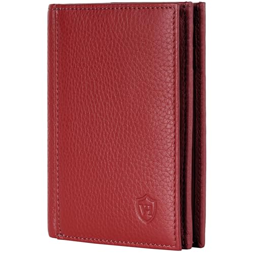 VON HEESEN® Leder Geldbörse mit Münzfach & RFID Schutz Herren & Damen - Echtleder Geldbeutel für Männer & Frauen - Portemonnaie Brieftasche Wallet Portmonee (Rot) von VON HEESEN