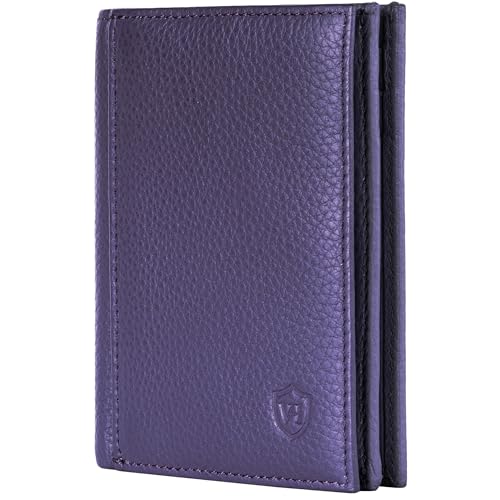 VON HEESEN® Leder Geldbörse mit Münzfach & RFID Schutz Herren & Damen - Echtleder Geldbeutel für Männer & Frauen - Portemonnaie Brieftasche Wallet Portmonee (Violet) von VON HEESEN