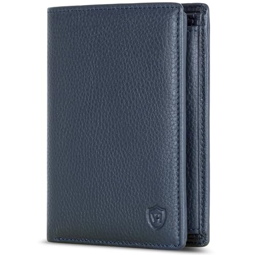 VON HEESEN Leder Geldbörse RFID Schutz I Echtleder Geldbeutel für Damen & Herren I Portemonnaie Brieftasche Wallet Portmonee (Blau) von VON HEESEN