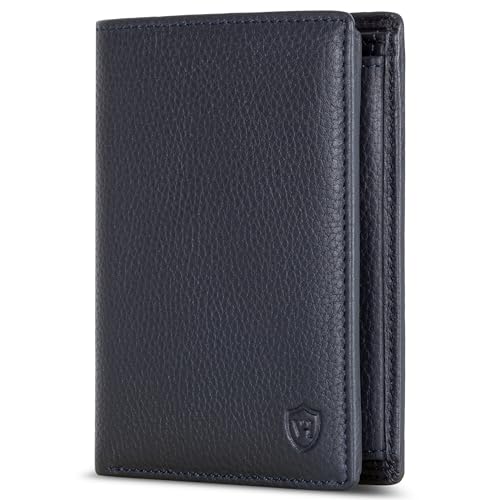 VON HEESEN Leder Geldbörse RFID Schutz I Echtleder Geldbeutel für Damen & Herren I Portemonnaie Brieftasche Wallet Portmonee (Blau) von VON HEESEN