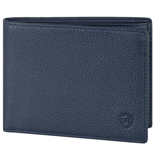 VON HEESEN Leder Geldbörse RFID Schutz I Echtleder Geldbeutel für Damen & Herren I Portemonnaie Brieftasche Wallet Portmonee (Blau) von VON HEESEN