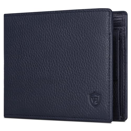 VON HEESEN Leder Geldbörse RFID Schutz I Echtleder Geldbeutel für Damen & Herren I Portemonnaie Brieftasche Wallet Portmonee (Blau) von VON HEESEN