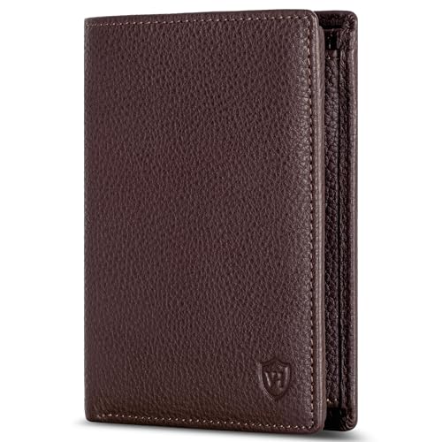 VON HEESEN Leder Geldbörse RFID Schutz I Echtleder Geldbeutel für Damen & Herren I Portemonnaie Brieftasche Wallet Portmonee (Braun) von VON HEESEN