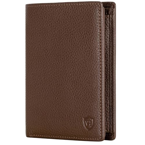 VON HEESEN Leder Geldbörse RFID Schutz I Echtleder Geldbeutel für Damen & Herren I Portemonnaie Brieftasche Wallet Portmonee (Braun) von VON HEESEN