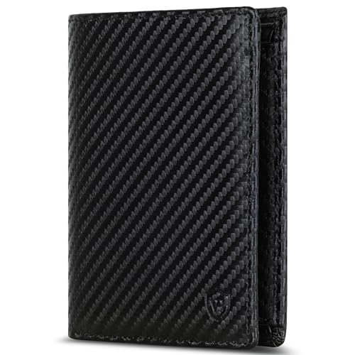 VON HEESEN Leder Geldbörse RFID Schutz I Echtleder Geldbeutel für Damen & Herren I Portemonnaie Brieftasche Wallet Portmonee (Carbon-Schwarz) von VON HEESEN