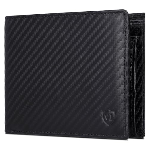 VON HEESEN Leder Geldbörse RFID Schutz I Echtleder Geldbeutel für Damen & Herren I Portemonnaie Brieftasche Wallet Portmonee (Carbon-Schwarz) von VON HEESEN