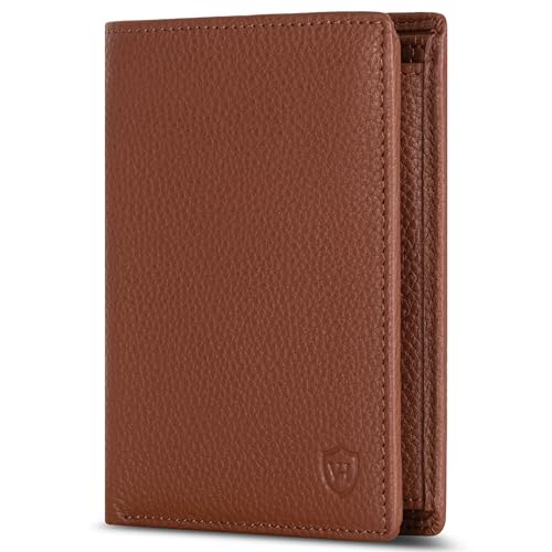 VON HEESEN Leder Geldbörse RFID Schutz I Echtleder Geldbeutel für Damen & Herren I Portemonnaie Brieftasche Wallet Portmonee (Cognac-Braun) von VON HEESEN