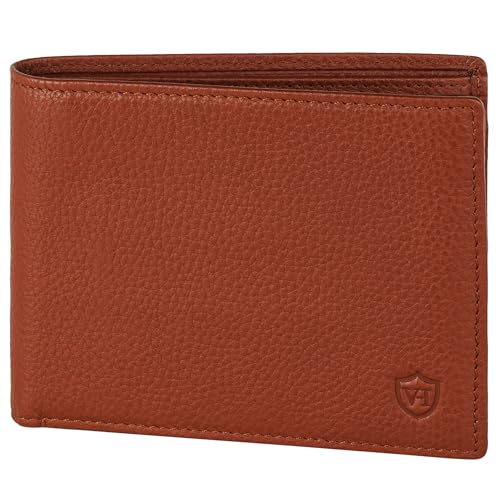 VON HEESEN Leder Geldbörse RFID Schutz I Echtleder Geldbeutel für Damen & Herren I Portemonnaie Brieftasche Wallet Portmonee (Cognac-Braun) von VON HEESEN