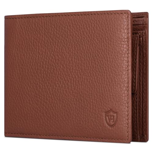 VON HEESEN Leder Geldbörse RFID Schutz I Echtleder Geldbeutel für Damen & Herren I Portemonnaie Brieftasche Wallet Portmonee (Cognac-Braun) von VON HEESEN