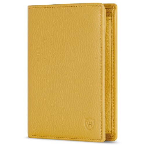 VON HEESEN Leder Geldbörse RFID Schutz I Echtleder Geldbeutel für Damen & Herren I Portemonnaie Brieftasche Wallet Portmonee (Gelb) von VON HEESEN