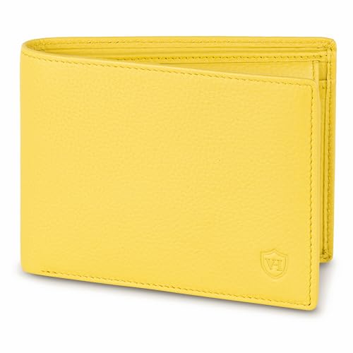 VON HEESEN Leder Geldbörse RFID Schutz I Echtleder Geldbeutel für Damen & Herren I Portemonnaie Brieftasche Wallet Portmonee (Gelb) von VON HEESEN
