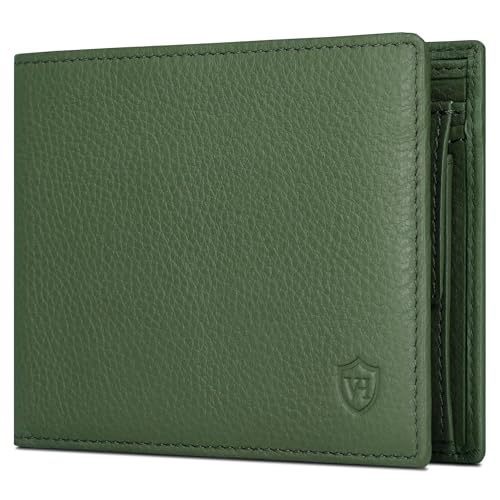 VON HEESEN Leder Geldbörse RFID Schutz I Echtleder Geldbeutel für Damen & Herren I Portemonnaie Brieftasche Wallet Portmonee (Grün) von VON HEESEN