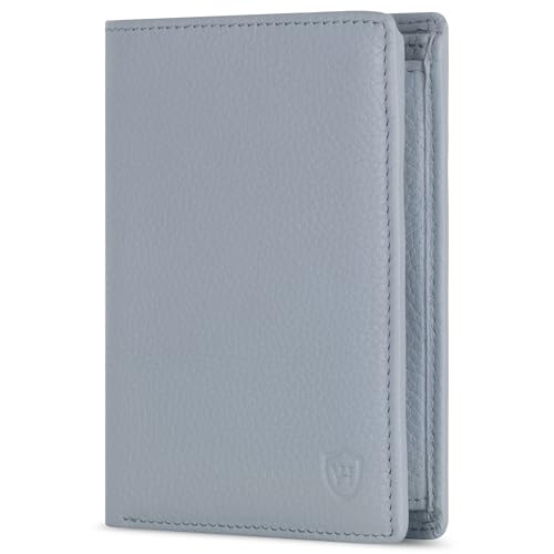 VON HEESEN Leder Geldbörse RFID Schutz I Echtleder Geldbeutel für Damen & Herren I Portemonnaie Brieftasche Wallet Portmonee (Hellblau) von VON HEESEN