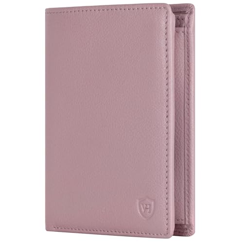 VON HEESEN Leder Geldbörse RFID Schutz I Echtleder Geldbeutel für Damen & Herren I Portemonnaie Brieftasche Wallet Portmonee (Lavendel) von VON HEESEN