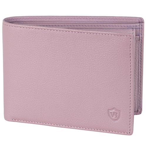 VON HEESEN Leder Geldbörse RFID Schutz I Echtleder Geldbeutel für Damen & Herren I Portemonnaie Brieftasche Wallet Portmonee (Lavendel) von VON HEESEN