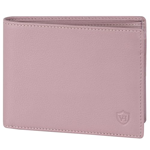 VON HEESEN Leder Geldbörse RFID Schutz I Echtleder Geldbeutel für Damen & Herren I Portemonnaie Brieftasche Wallet Portmonee (Lavendel) von VON HEESEN