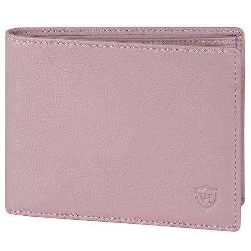 VON HEESEN Leder Geldbörse RFID Schutz I Echtleder Geldbeutel für Damen & Herren I Portemonnaie Brieftasche Wallet Portmonee (Lavendel) von VON HEESEN