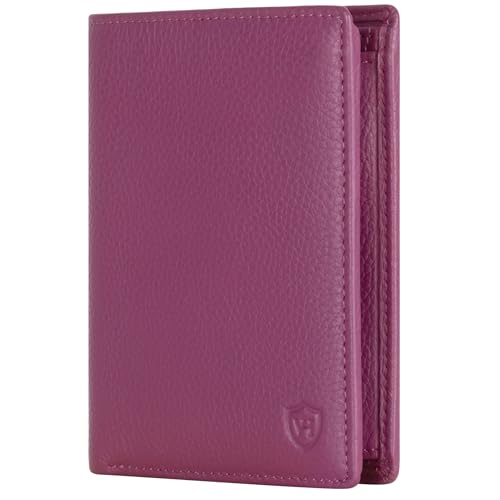 VON HEESEN Leder Geldbörse RFID Schutz I Echtleder Geldbeutel für Damen & Herren I Portemonnaie Brieftasche Wallet Portmonee (Pink) von VON HEESEN