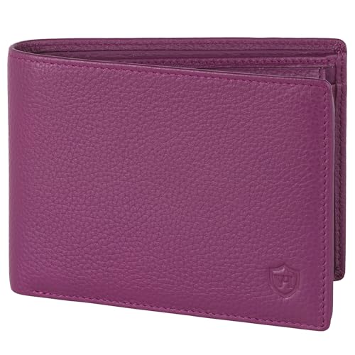 VON HEESEN Leder Geldbörse RFID Schutz I Echtleder Geldbeutel für Damen & Herren I Portemonnaie Brieftasche Wallet Portmonee (Pink) von VON HEESEN