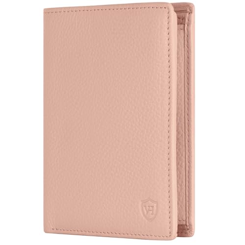 VON HEESEN Leder Geldbörse RFID Schutz I Echtleder Geldbeutel für Damen & Herren I Portemonnaie Brieftasche Wallet Portmonee (Rose) von VON HEESEN