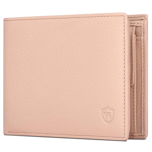 VON HEESEN Leder Geldbörse RFID Schutz I Echtleder Geldbeutel für Damen & Herren I Portemonnaie Brieftasche Wallet Portmonee (Rose) von VON HEESEN