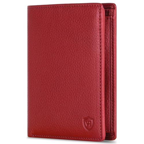 VON HEESEN Leder Geldbörse RFID Schutz I Echtleder Geldbeutel für Damen & Herren I Portemonnaie Brieftasche Wallet Portmonee (Rot) von VON HEESEN