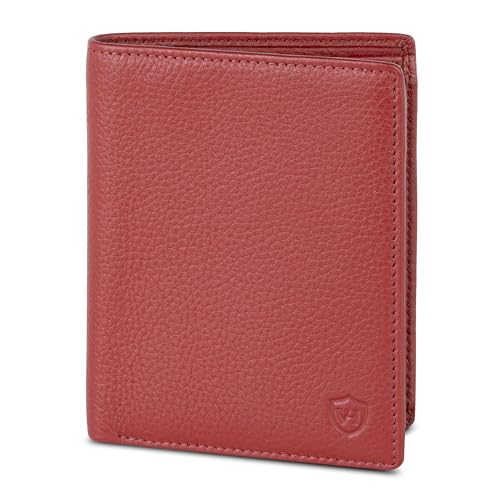 VON HEESEN Leder Geldbörse RFID Schutz I Echtleder Geldbeutel für Damen & Herren I Portemonnaie Brieftasche Wallet Portmonee (Rot) von VON HEESEN