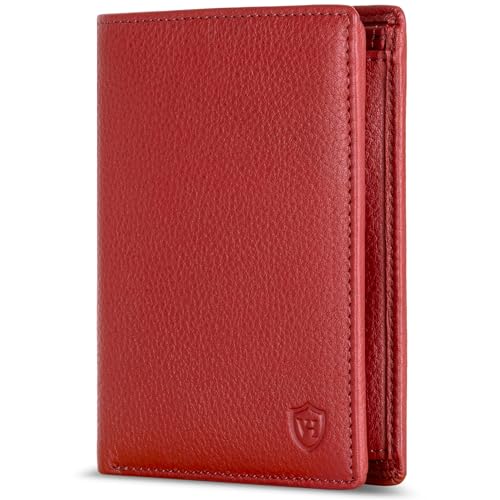 VON HEESEN Leder Geldbörse RFID Schutz I Echtleder Geldbeutel für Damen & Herren I Portemonnaie Brieftasche Wallet Portmonee (Rot) von VON HEESEN